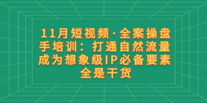 11月短视频·全案操盘手培训：打通自然流量 成为想象级IP必备要素 全是干货安创网-网创项目资源站-副业项目-创业项目-搞钱项目安创网