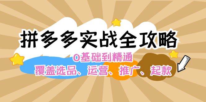 拼多多实战全攻略：0基础到精通，覆盖选品、运营、推广、起款安创网-网创项目资源站-副业项目-创业项目-搞钱项目安创网