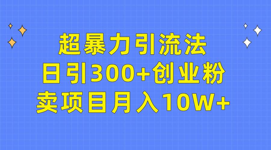 超暴力引流法，日引300+创业粉，卖项目月入10W+安创网-网创项目资源站-副业项目-创业项目-搞钱项目安创网
