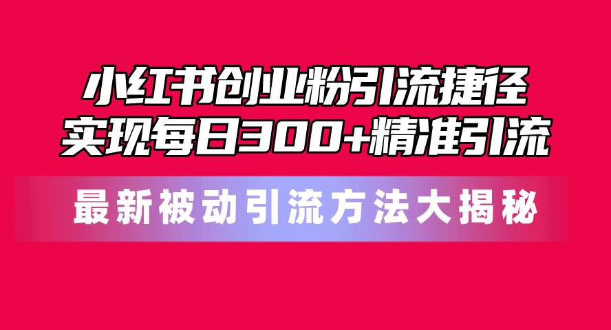 小红书创业粉引流捷径！最新被动引流方法大揭秘，实现每日300+精准引流安创网-网创项目资源站-副业项目-创业项目-搞钱项目安创网