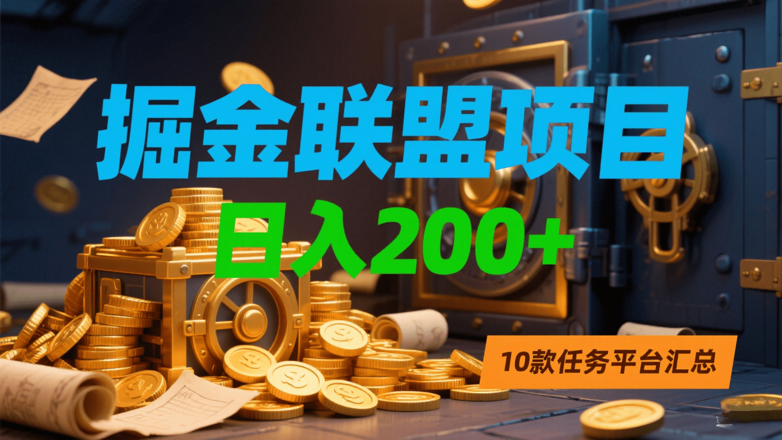 掘金联盟项目，日入200+，10款任务平台汇总安创网-网创项目资源站-副业项目-创业项目-搞钱项目安创网