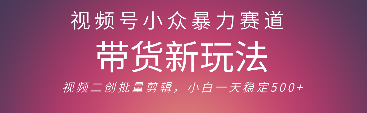 视频号小众暴力赛道，最新带货玩法 小白也能轻松日入500+ 保姆及教程安创网-网创项目资源站-副业项目-创业项目-搞钱项目安创网