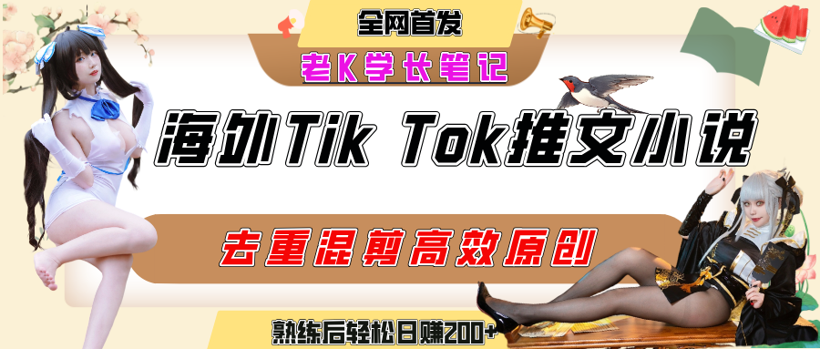 海外tiktok小说推文暴力项目，高停留率，高转化率，上手后一天搞顿饭钱不是问题安创网-网创项目资源站-副业项目-创业项目-搞钱项目安创网