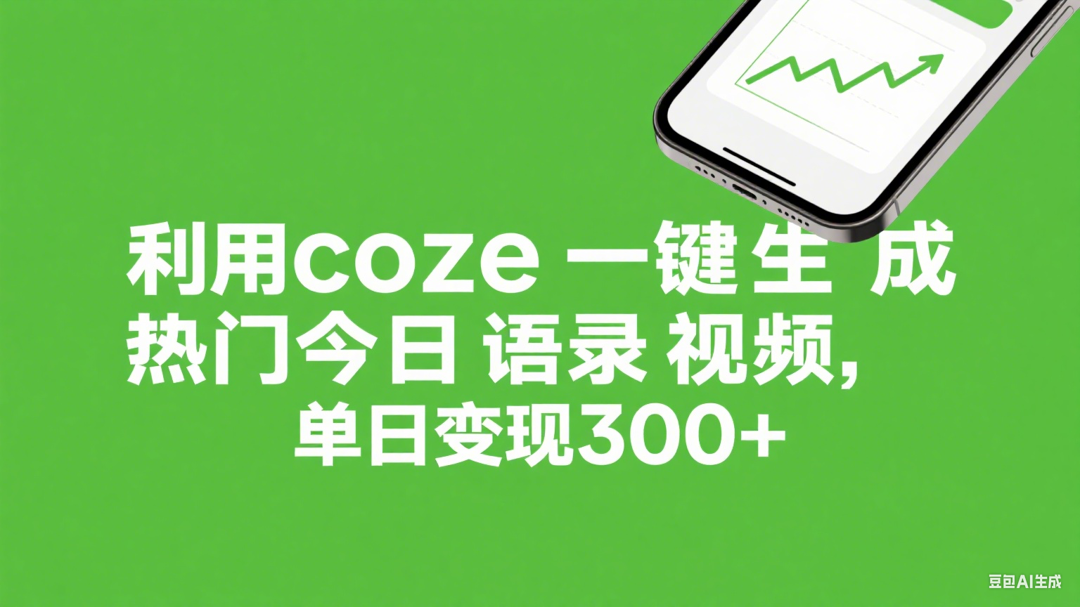 利用coze一键生成热门今日语录视频，单日变现300+安创网-网创项目资源站-副业项目-创业项目-搞钱项目安创网