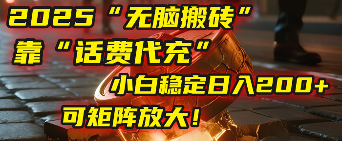 无脑搬砖项目：靠“话费代充”，小白稳定日入200+，可矩阵放大！安创网-网创项目资源站-副业项目-创业项目-搞钱项目安创网