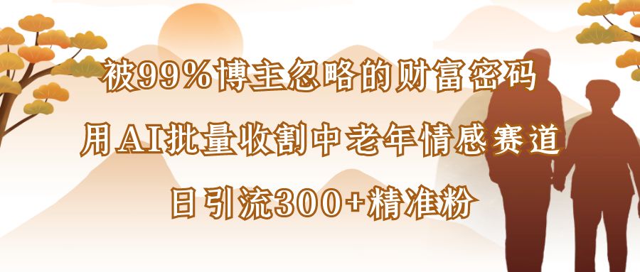 被99%博主忽略的财富密码：用AI批量收割中老年情感赛道，日引流300+精准粉安创网-网创项目资源站-副业项目-创业项目-搞钱项目安创网