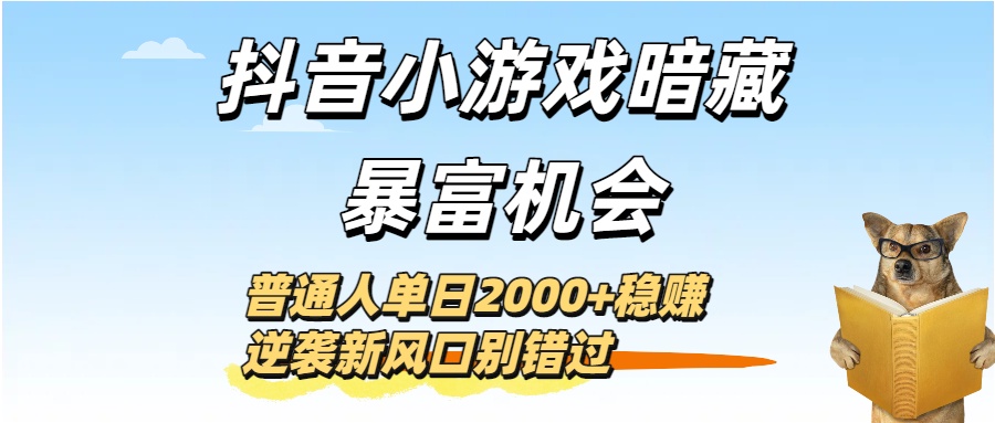 抖音小游戏暗藏暴富机会！普通人单日2000+稳赚，逆袭新风口别错过安创网-网创项目资源站-副业项目-创业项目-搞钱项目安创网
