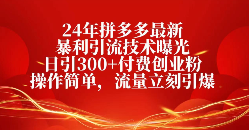 25年拼多多最新暴利引流技术曝光、日引300+付费创业粉操作简单，流量立刻引爆安创网-网创项目资源站-副业项目-创业项目-搞钱项目安创网