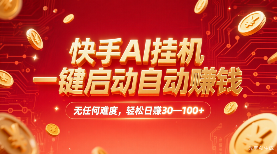 快手AI，一键启动自动赚钱 无任何难度，轻松一天30—100+安创网-网创项目资源站-副业项目-创业项目-搞钱项目安创网