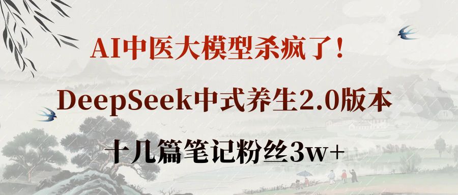AI中医大模型杀疯了！DeepSeek中式养生2.0版本，十几篇笔记粉丝3w+安创网-网创项目资源站-副业项目-创业项目-搞钱项目安创网