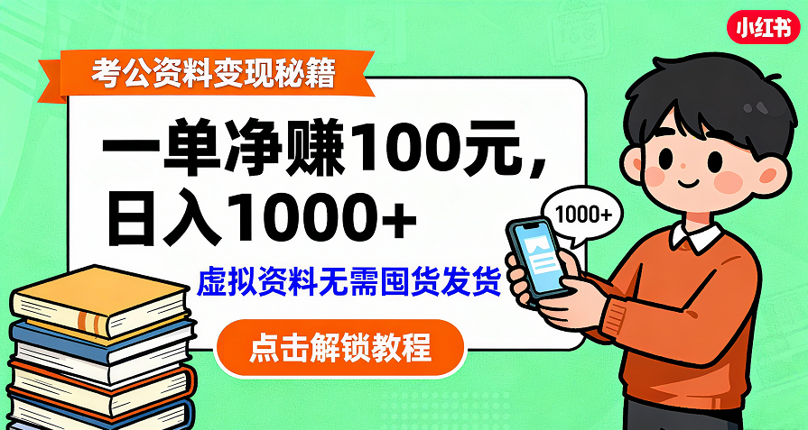 考公资料变现:单笔利润100+,日入千元的副业实操拆解安创网-网创项目资源站-副业项目-创业项目-搞钱项目安创网