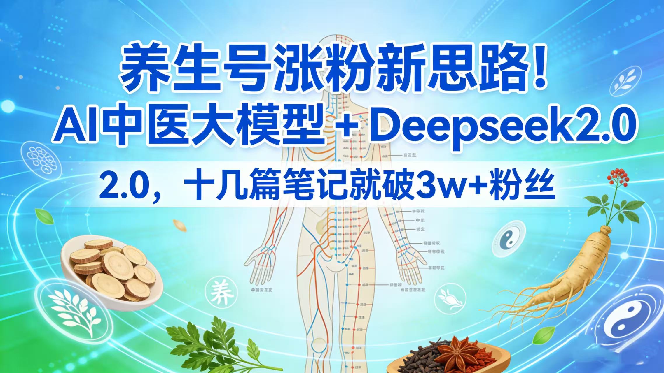 养生号涨粉新思路！AI 中医大模型 + Deepseek 2.0，十几篇笔记就破 3w + 粉丝安创网-网创项目资源站-副业项目-创业项目-搞钱项目安创网