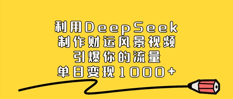 利用DeepSeek制作财运风景视频,做出爆款视频,单日变现1000+安创网-网创项目资源站-副业项目-创业项目-搞钱项目安创网