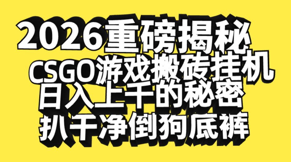 2026开年重磅解密，CSGO游戏搬砖挂机日入上千的秘密，把倒狗的底裤扒干净，毫无保留安创网-网创项目资源站-副业项目-创业项目-搞钱项目安创网