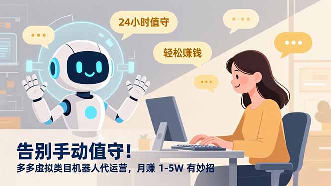 告别手动值守！多多虚拟类目机器人代运营，月赚 1-5W 有妙招安创网-网创项目资源站-副业项目-创业项目-搞钱项目安创网