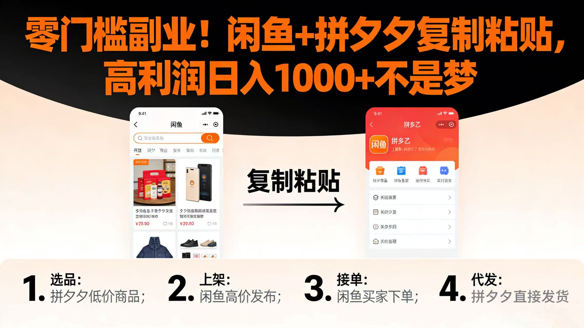 零门槛副业！闲鱼 + 拼夕夕复制粘贴，高利润日入 1000 + 不是梦安创网-网创项目资源站-副业项目-创业项目-搞钱项目安创网