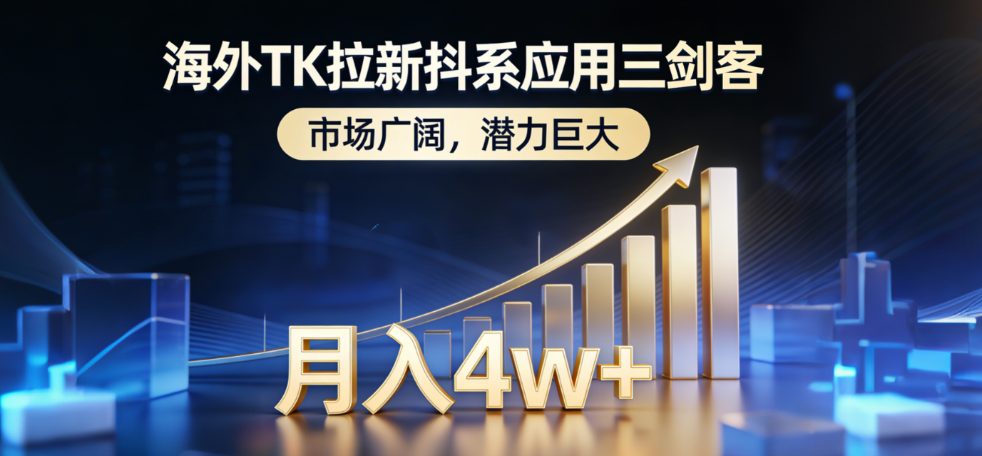 2026海外TK拉新抖系应用三剑客，市场广阔，潜力巨大，月入4w+安创网-网创项目资源站-副业项目-创业项目-搞钱项目安创网