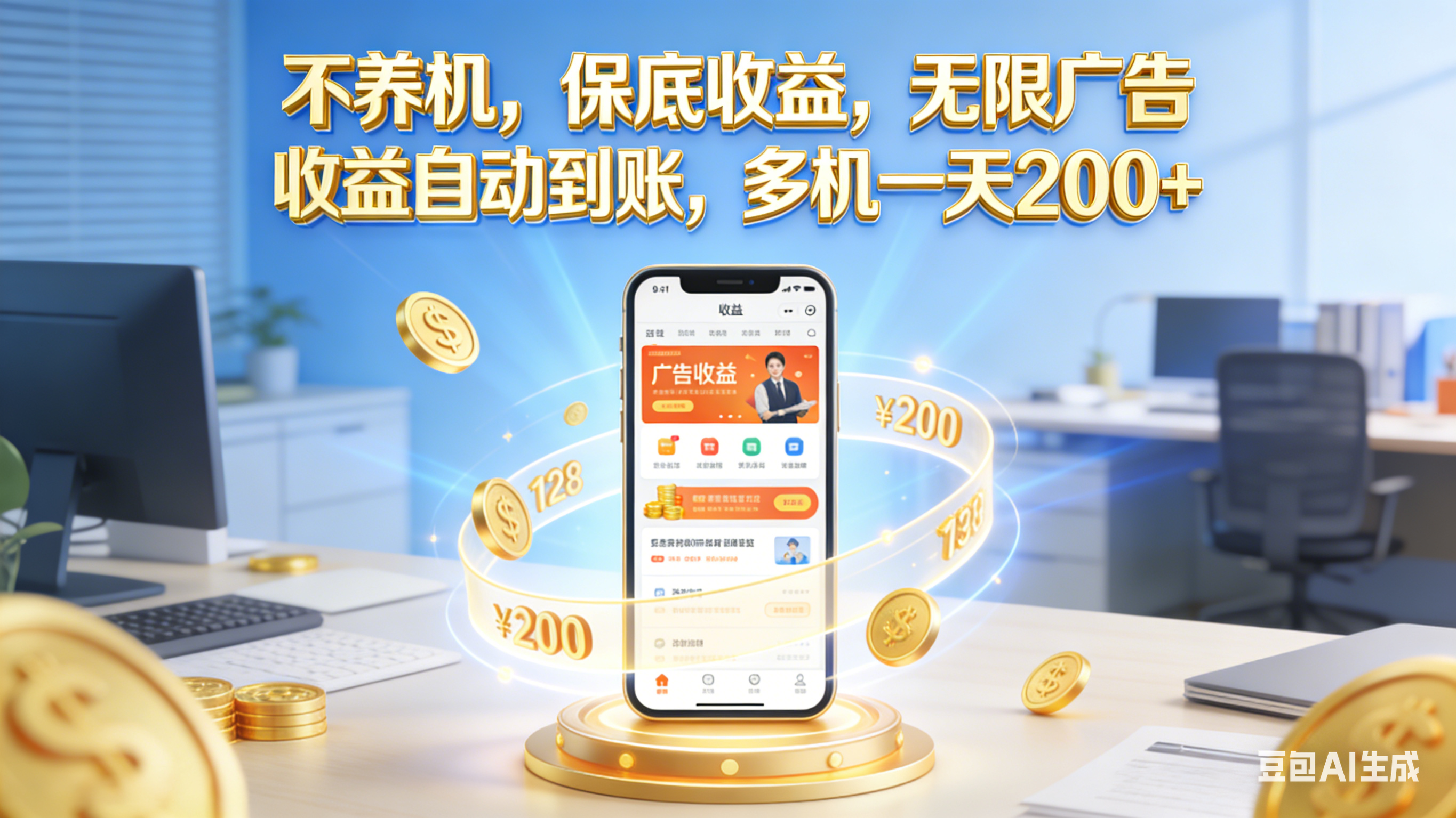 不养机,保底收益,无限广告,收益自动到账,多机一天200+安创网-网创项目资源站-副业项目-创业项目-搞钱项目安创网