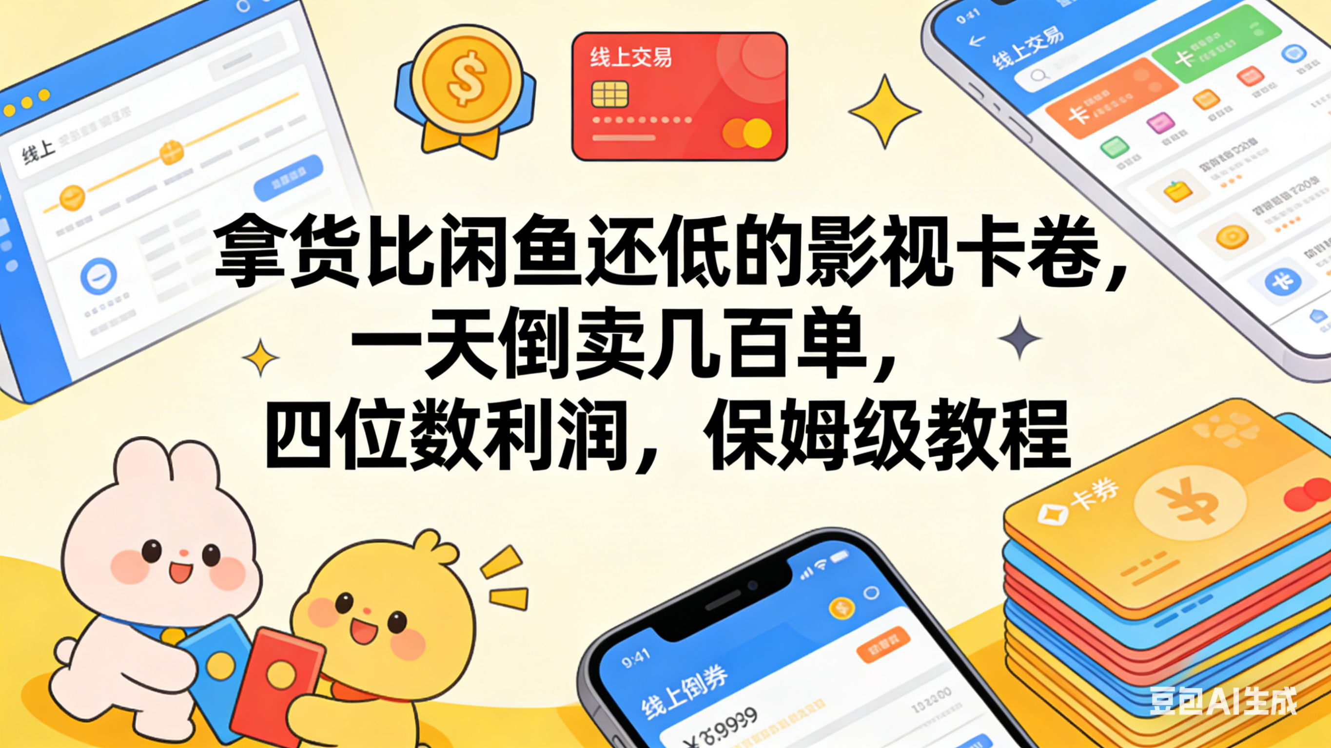 拿货比闲鱼还低的影视卡卷，一天倒卖几百单，四位数利润，保姆级教程安创网-网创项目资源站-副业项目-创业项目-搞钱项目安创网